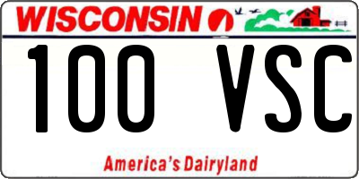 WI license plate 100VSC