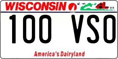 WI license plate 100VSO