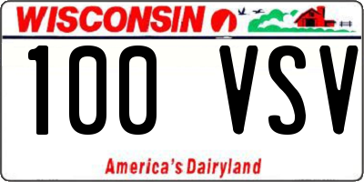 WI license plate 100VSV