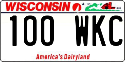 WI license plate 100WKC