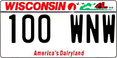 WI license plate 100WNW