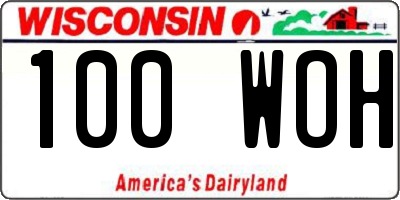 WI license plate 100WOH