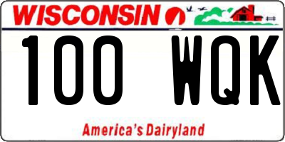WI license plate 100WQK
