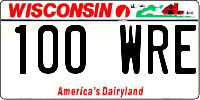 WI license plate 100WRE