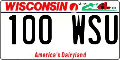 WI license plate 100WSU
