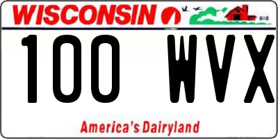 WI license plate 100WVX