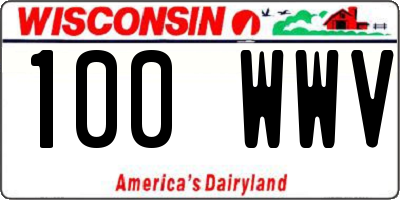 WI license plate 100WWV