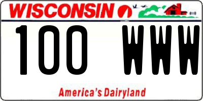 WI license plate 100WWW