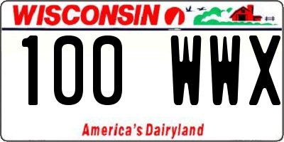 WI license plate 100WWX