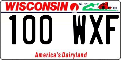 WI license plate 100WXF
