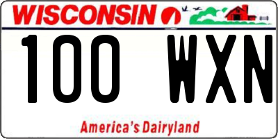 WI license plate 100WXN