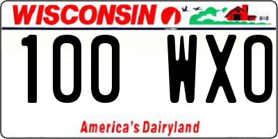 WI license plate 100WXO