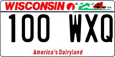 WI license plate 100WXQ