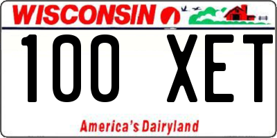 WI license plate 100XET