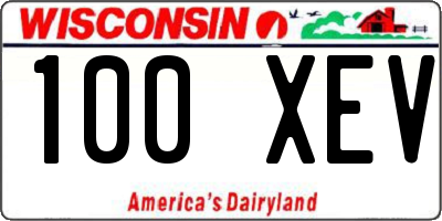 WI license plate 100XEV