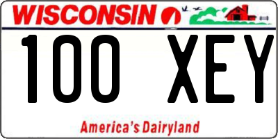 WI license plate 100XEY