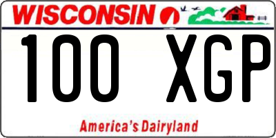 WI license plate 100XGP
