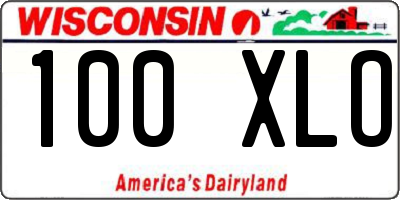 WI license plate 100XLO