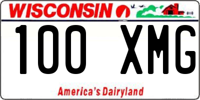 WI license plate 100XMG