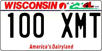 WI license plate 100XMT