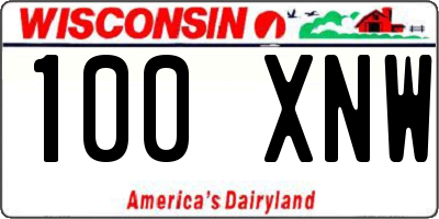 WI license plate 100XNW