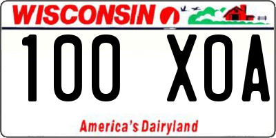 WI license plate 100XOA