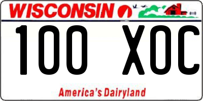 WI license plate 100XOC