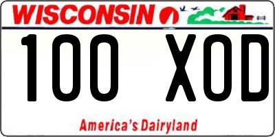 WI license plate 100XOD