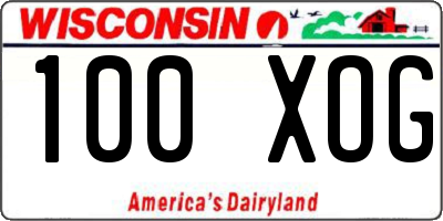 WI license plate 100XOG