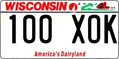 WI license plate 100XOK