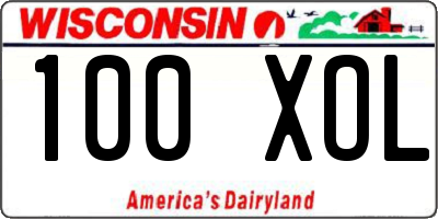WI license plate 100XOL