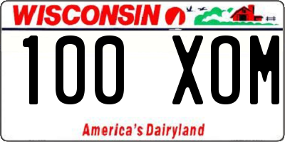 WI license plate 100XOM