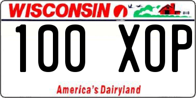 WI license plate 100XOP