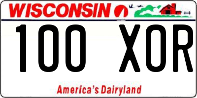 WI license plate 100XOR