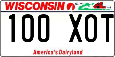 WI license plate 100XOT