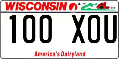 WI license plate 100XOU