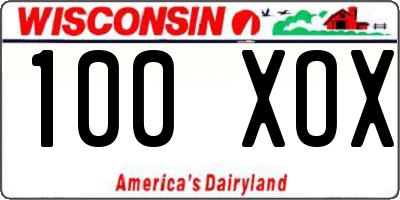 WI license plate 100XOX