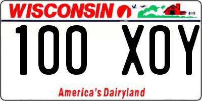 WI license plate 100XOY