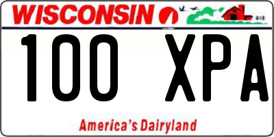 WI license plate 100XPA