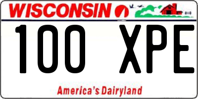 WI license plate 100XPE