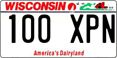 WI license plate 100XPN