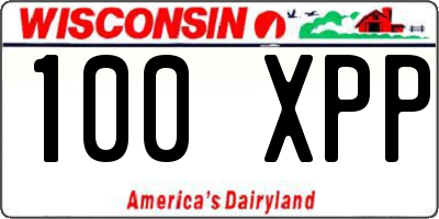 WI license plate 100XPP