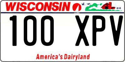 WI license plate 100XPV