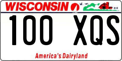 WI license plate 100XQS