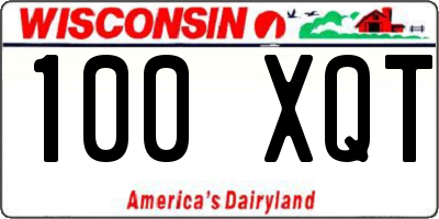 WI license plate 100XQT