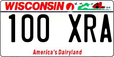 WI license plate 100XRA