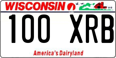 WI license plate 100XRB