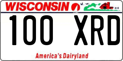 WI license plate 100XRD