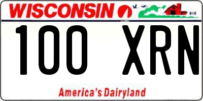 WI license plate 100XRN