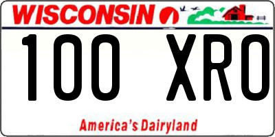 WI license plate 100XRO